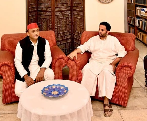 Ali Khan Mahmudabad with Akhilesh Yadav