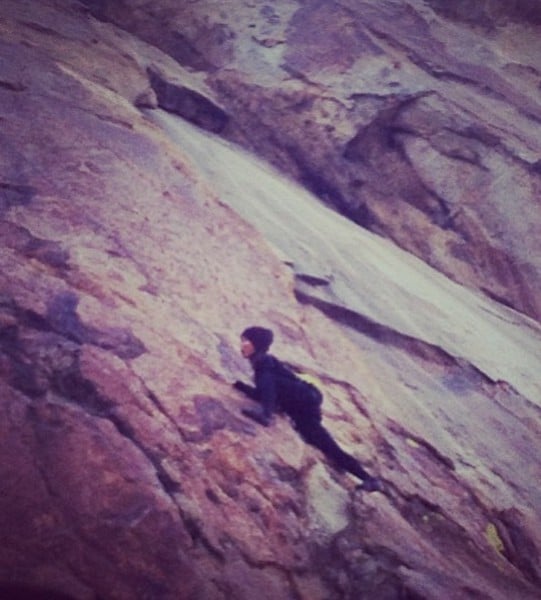 Alicia Hannah-Kim, while climbing a rock