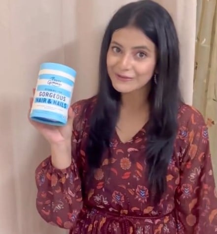 Alisha Parveen while promoting a commercial product on social media