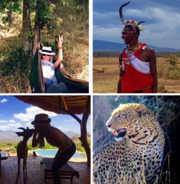 A collage of Alison Doody of her travels