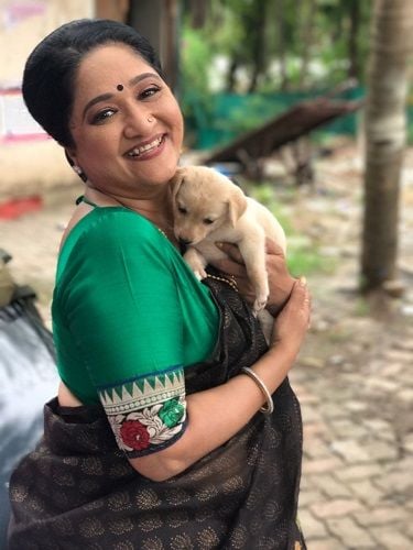 Alpana Buch and her pet dog