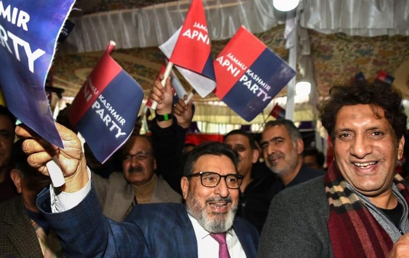 Altaf Bukhari (Centre) on the day of the launch of his new party