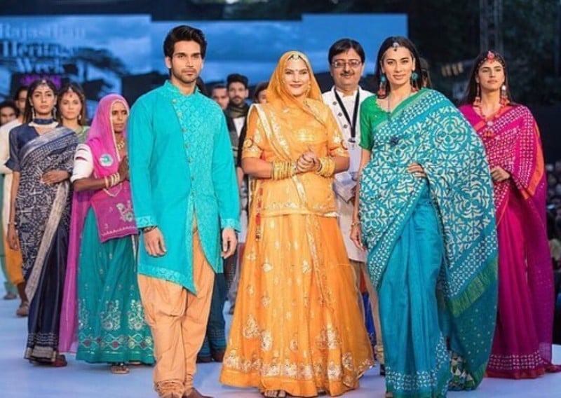Altamash Faraz (extreme left) at the fashion show during Rajasthan Heritage Week