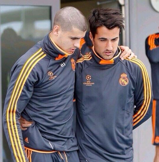 Alvaro Morata (left) after he shaved his head for children suffering from cancer