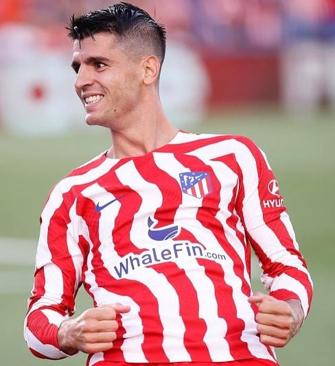 Alvaro Morata playing for Atletico Madrid during his second spell at the club