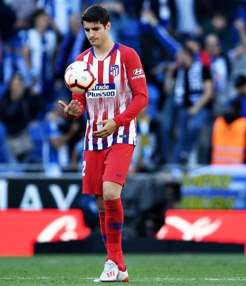 Alvaro Morata playing for Atletico Madrid