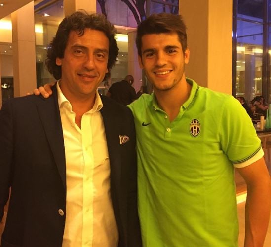 Alvaro Morata with his agent, Juanma Lopez (left)