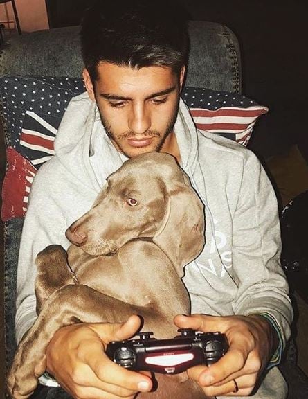 Alvaro Morata with his pet dog
