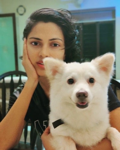 Amala Paul with her pet dog