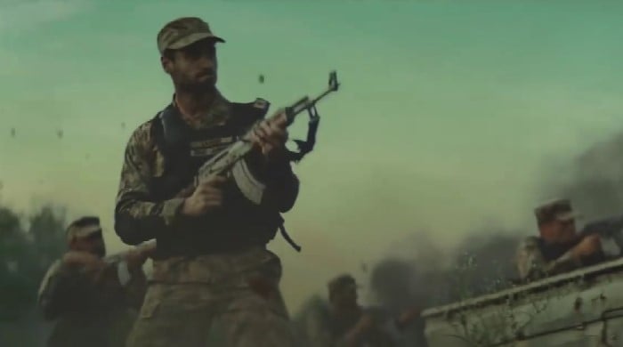 Ameer Gilani in a still from the music video of the song Paighaam, a Defence Day special, by Atif Aslam