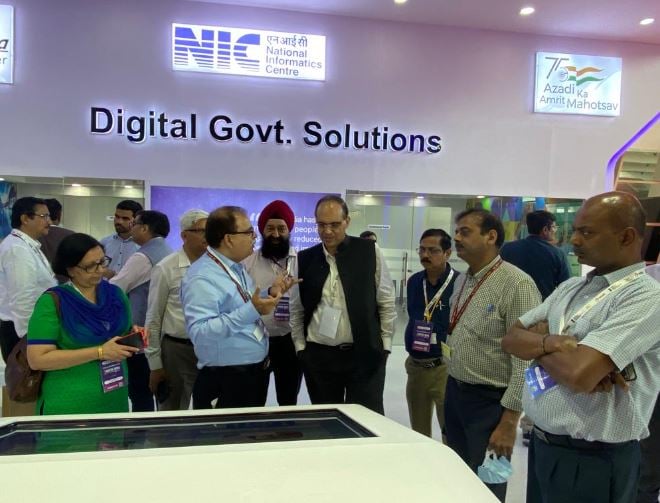 Amit Agrawal during his visit to NIC Stall at Digital India Week 2022