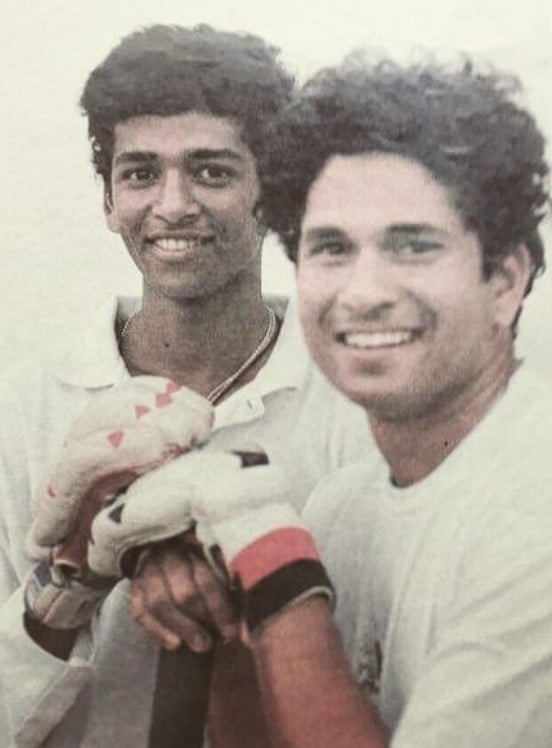 Amol Muzumdar with Sachin Tendulkar (right)