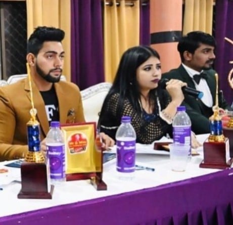 Amrita Pandey while judging a modelling competition