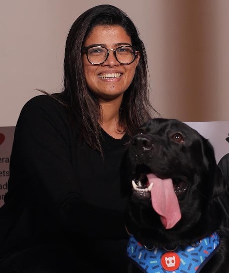 Amrutha Suresh with her pet