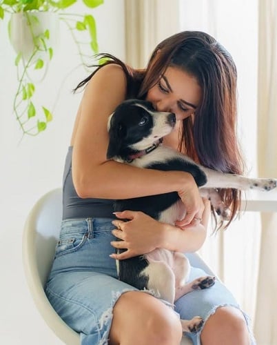 Amy Aela with her pet dog