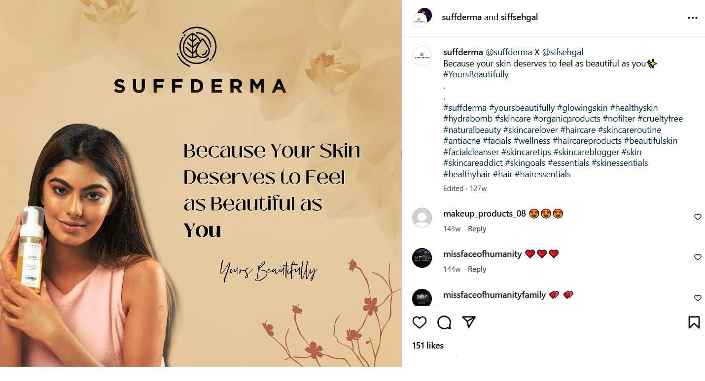 An Instagram post about Sifat Sehgal