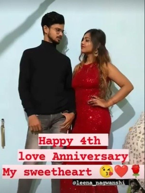 An Instagram post shared by Love Ahirwar about his relationship with Leena Nagwanshi