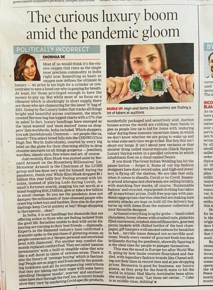 An article by Shobhaa De