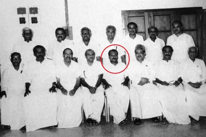 An old image of A. K. Antony (in red circle) with other Congress leaders