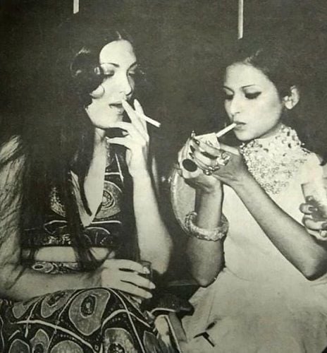 An old photo of Anju Mahendru smoking