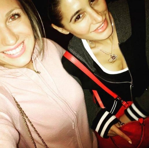 An old picture of Aliya Fakhri (L) with Nargis Fakhri