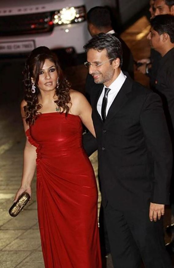 An old picture of Anil Thadani with Raveena Tandon