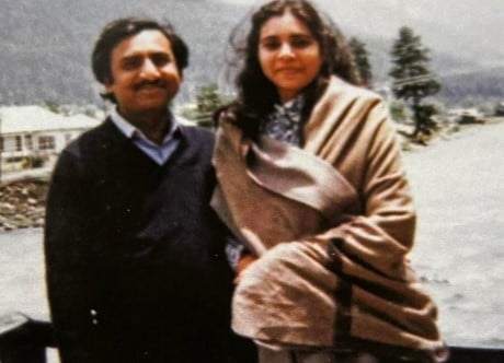 An old picture of Anita Goyal with Naresh Goyal