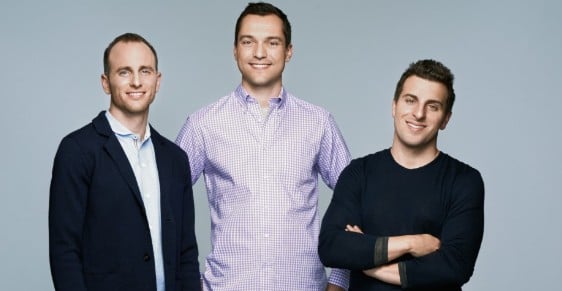 An old picture of Brian Chesky, Joe Gebbia, and Nate Blecharczyk