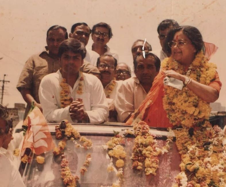 An old picture of Dushyant Singh during an election rally