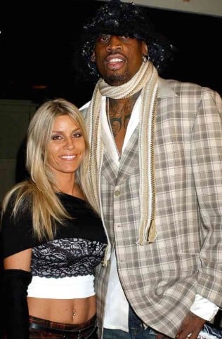 An old picture of Michelle Moyer with her Dennis Rodman
