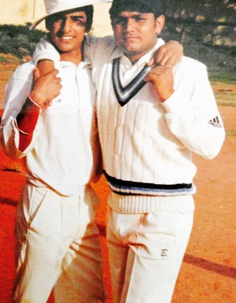 An old picture of Mithun Manhas with Virender Sehwag