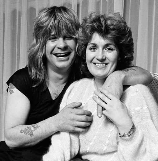 An old picture of Ozzy Osbourne with Sharon Arden
