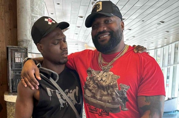 An old picture of Raja Jackson with his father