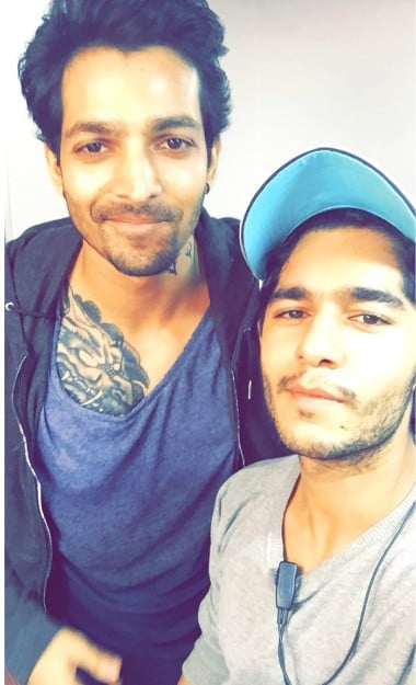 An old picture of Shaan R Grover with Harshvardhan Rane
