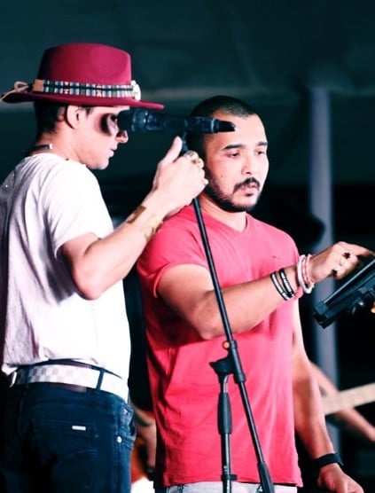 An old picture of Shekhar Jyoti Goswami with singer Zubeen Garg