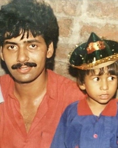 An old picture of Sudesh Lehri with his son