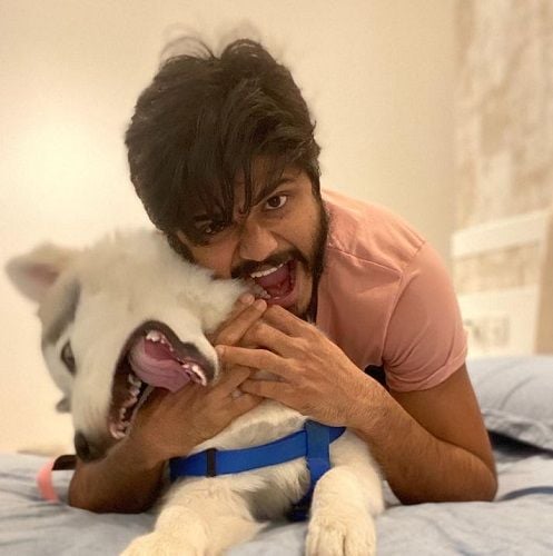 Anand Deverakonda and his pet dog
