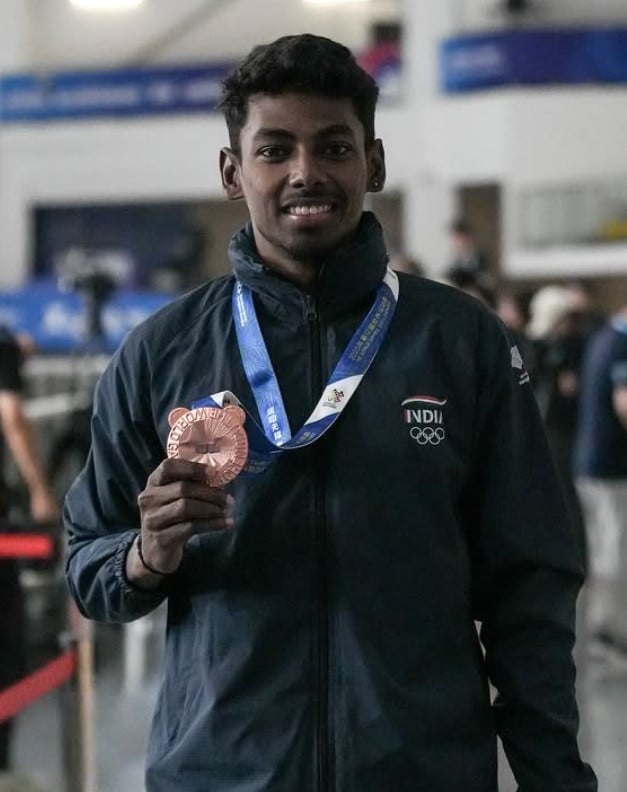 Anandkumar Velkumar, after winning a bronze medal at the World Games 2025