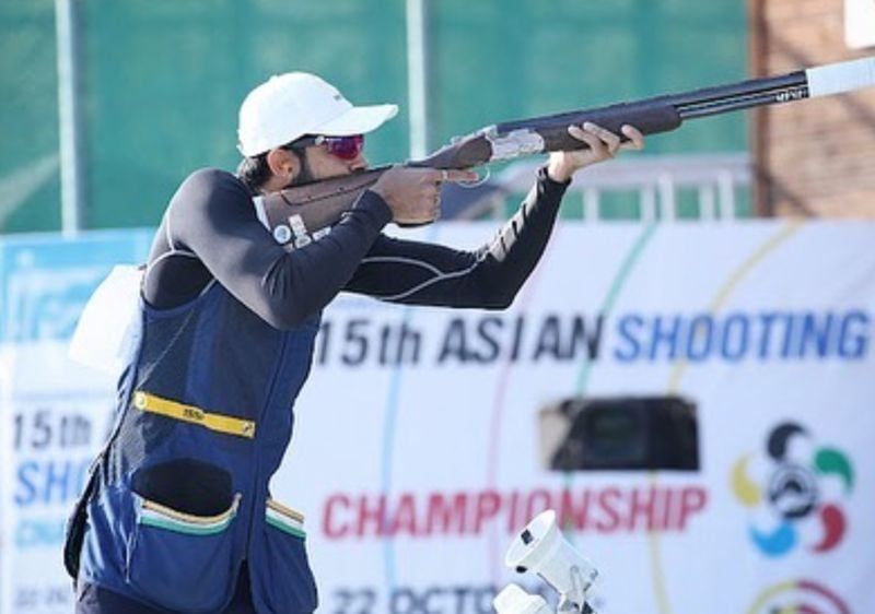 Anantjeet Singh Naruka in a still during his event at the 15th Asian Shooting Championship 2023