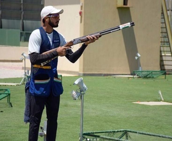 Anantjeet Singh Naruka in a still from the ISSF World Cup in Cairo in 2023