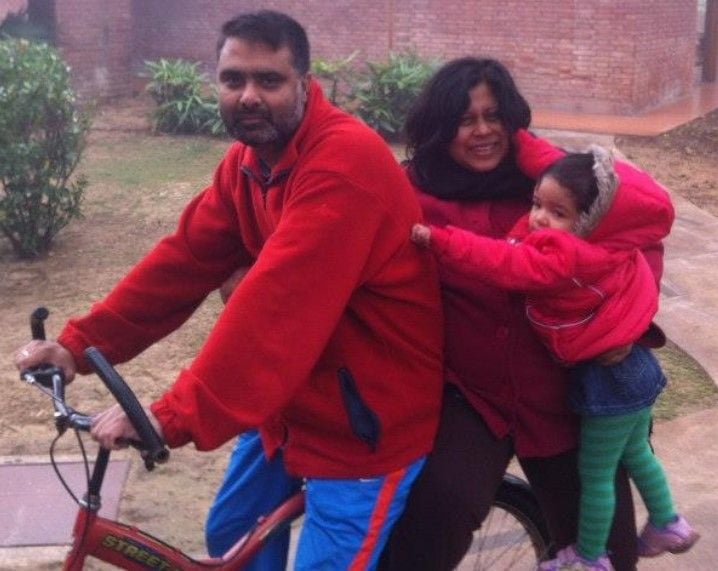 Anasuya Roy (right) spending time with her family after quitting journalism