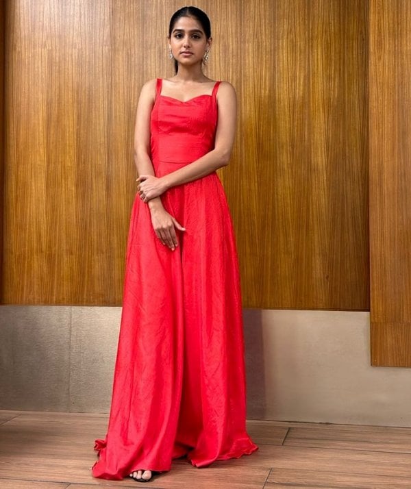 Anaswara Rajan during the shoot of a film