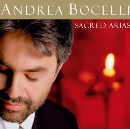 Andrea Bocelli on the poster of his music album Sacred Arias