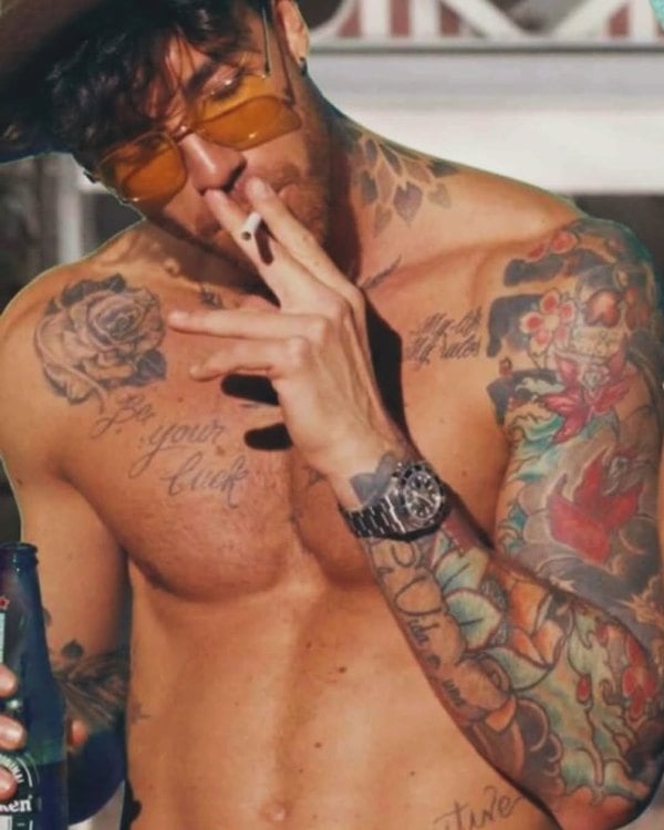 Andrea Tabanelli while smoking a cigarette