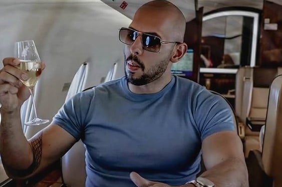 Andrew Tate while enjoying an alcoholic beverage