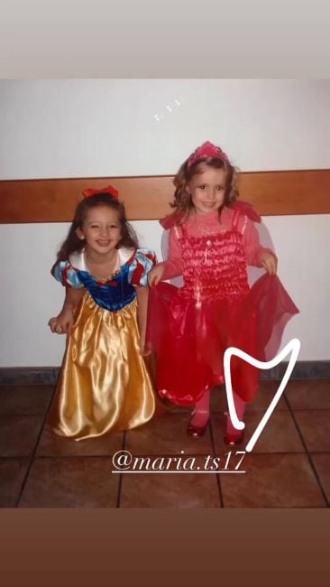 Andriana (left) during her childhood