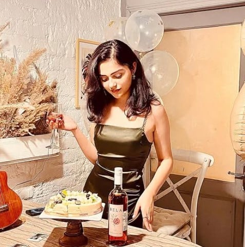 Aneet Padda while enjoying wine