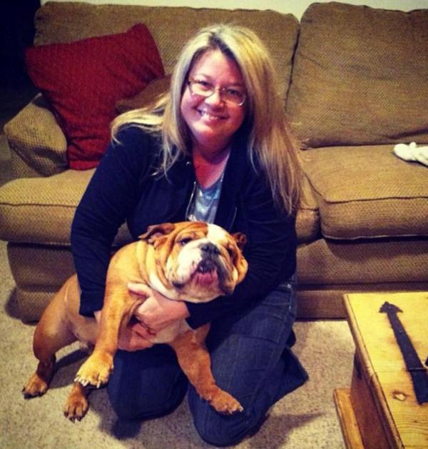 Angela Murray with her pet dog Hoss