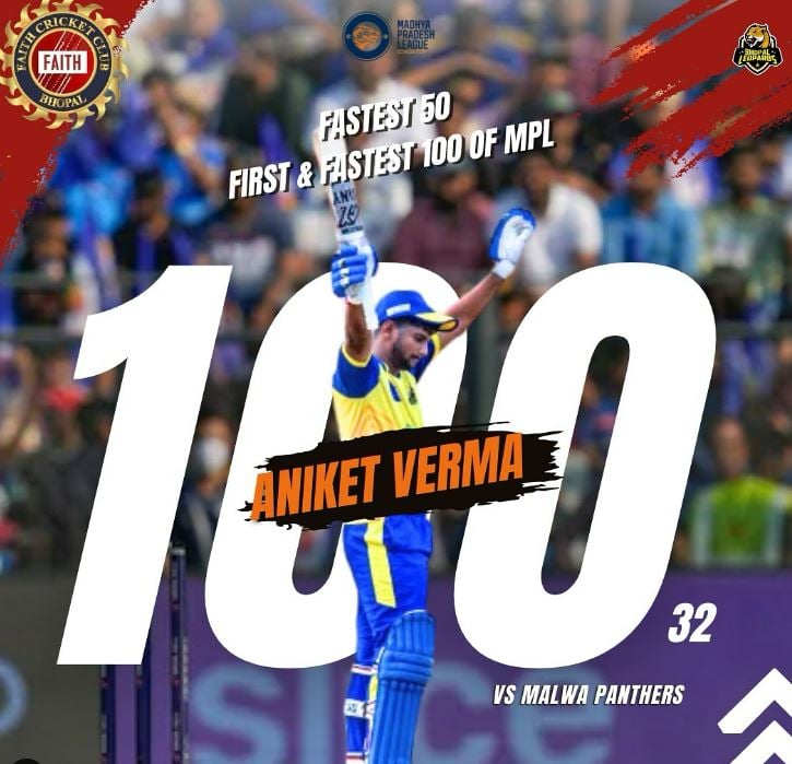 Aniket Verma after scoring his first and fastest century