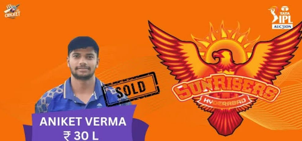 Aniket Verma as a team member of Sunrisers Hyderabad